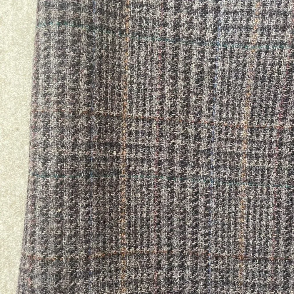 Vintage Bretton Place Skirt Womens 12 Grey Multicolor Plaid 100% Wool Lined Slit